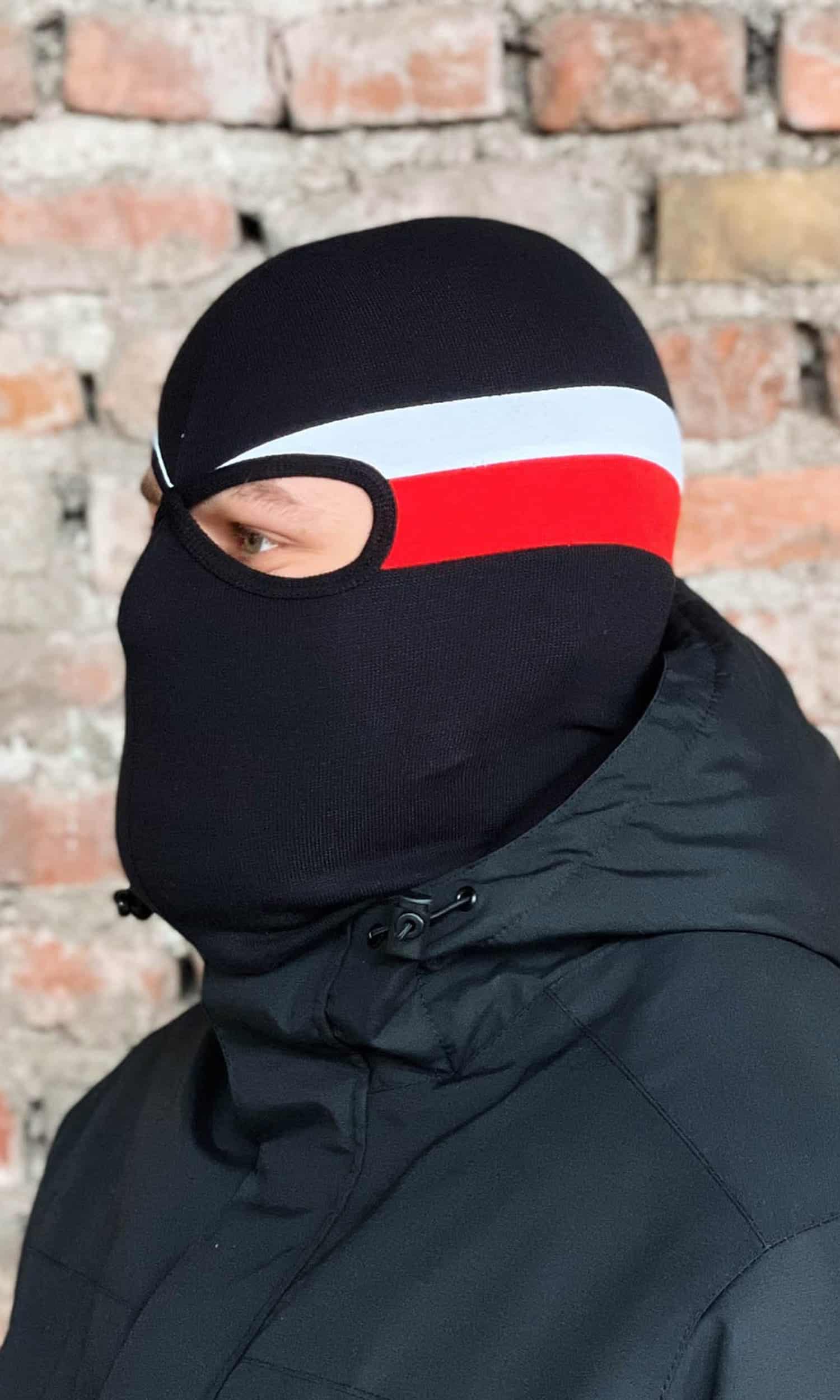 PG Wear Sturmhaube in rot weiß gestreift Maske Skimaske Motorradmaske  Balaklava Schal Beanie : : Fashion