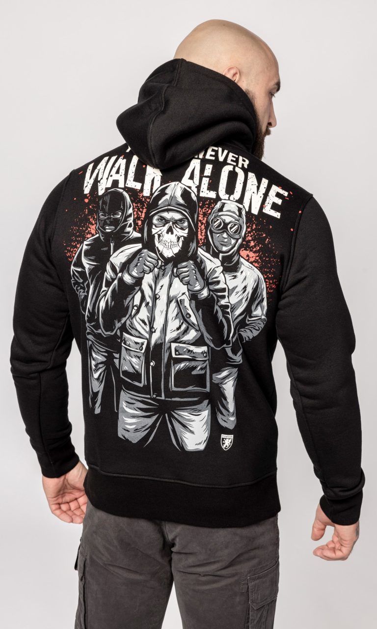 Bluza z kominiarką "Never Walk Alone" Czarna