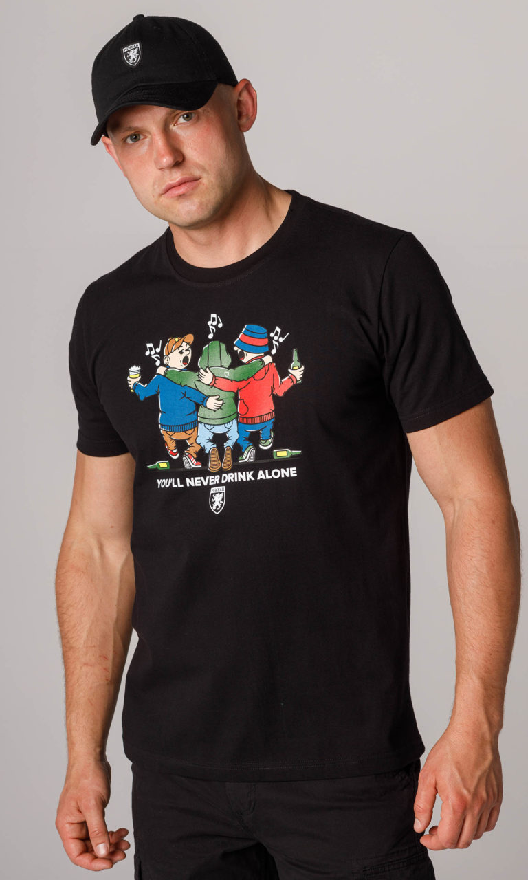 T-shirt "Never Drink Alone" Czarny