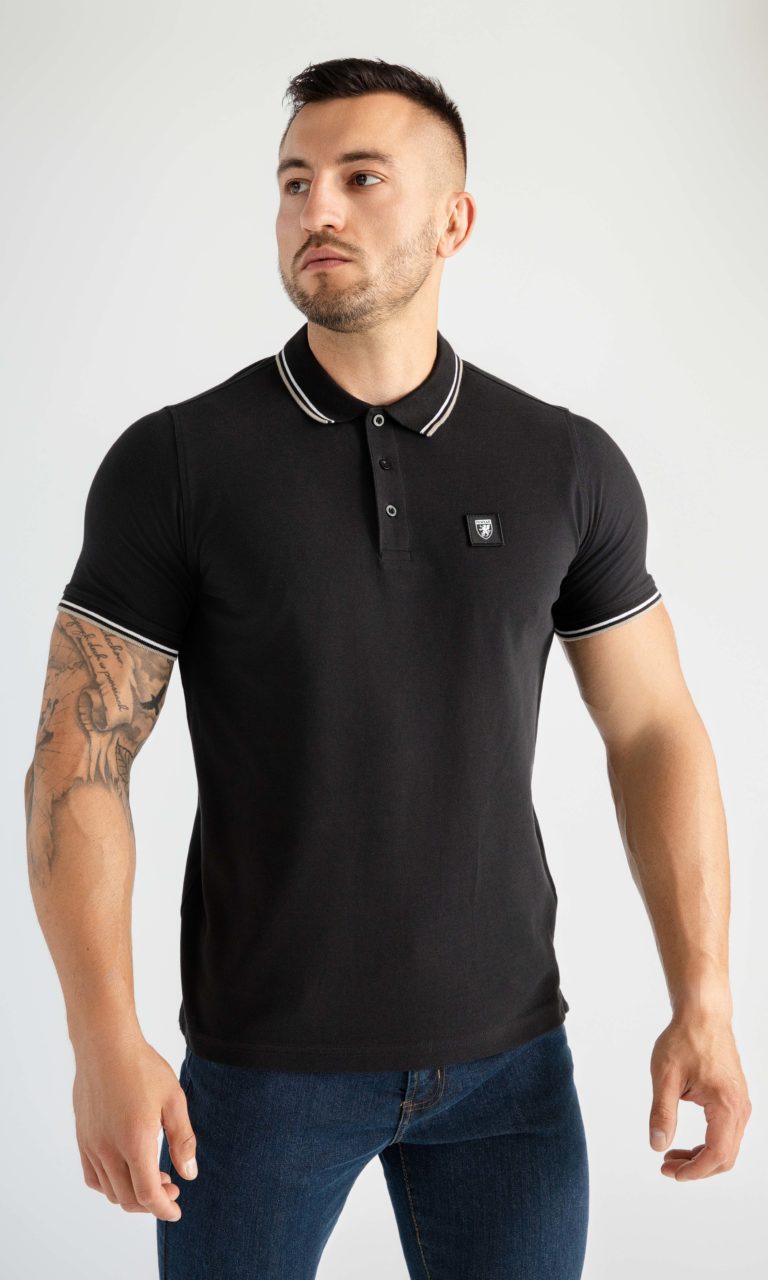 Polo "Niels" Black/White/Grey
