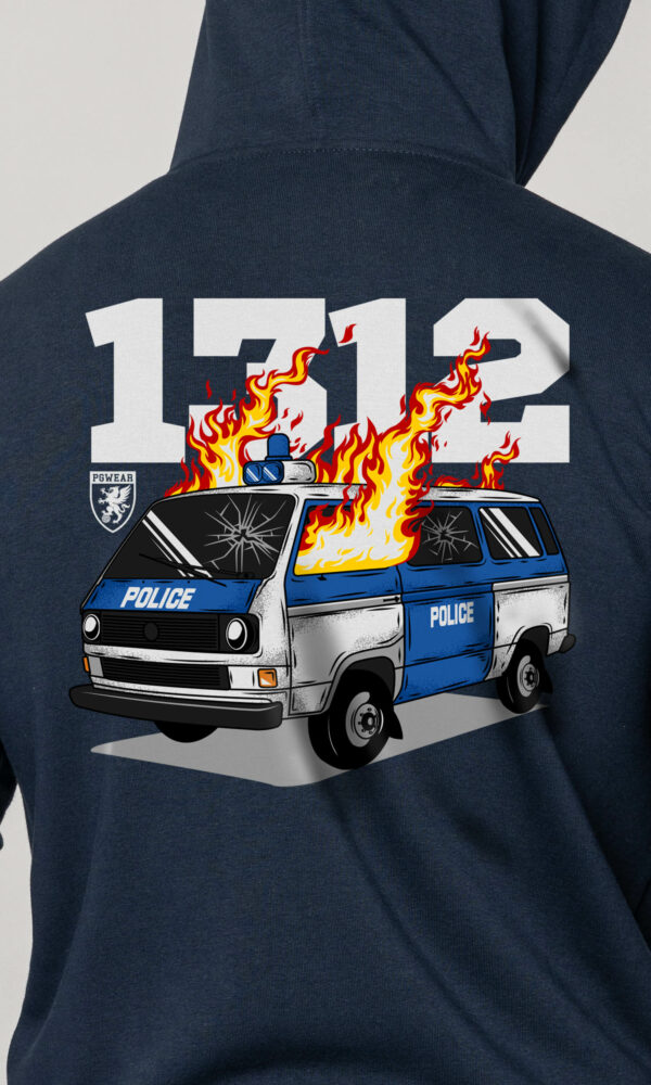 Alternative view of Full Face Zip Hoodie "Burning Car" Navy