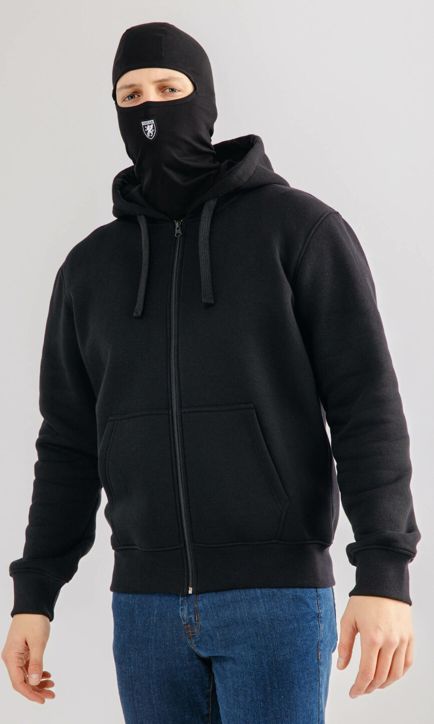 Full Face Zip Hoodie "Factor" Black