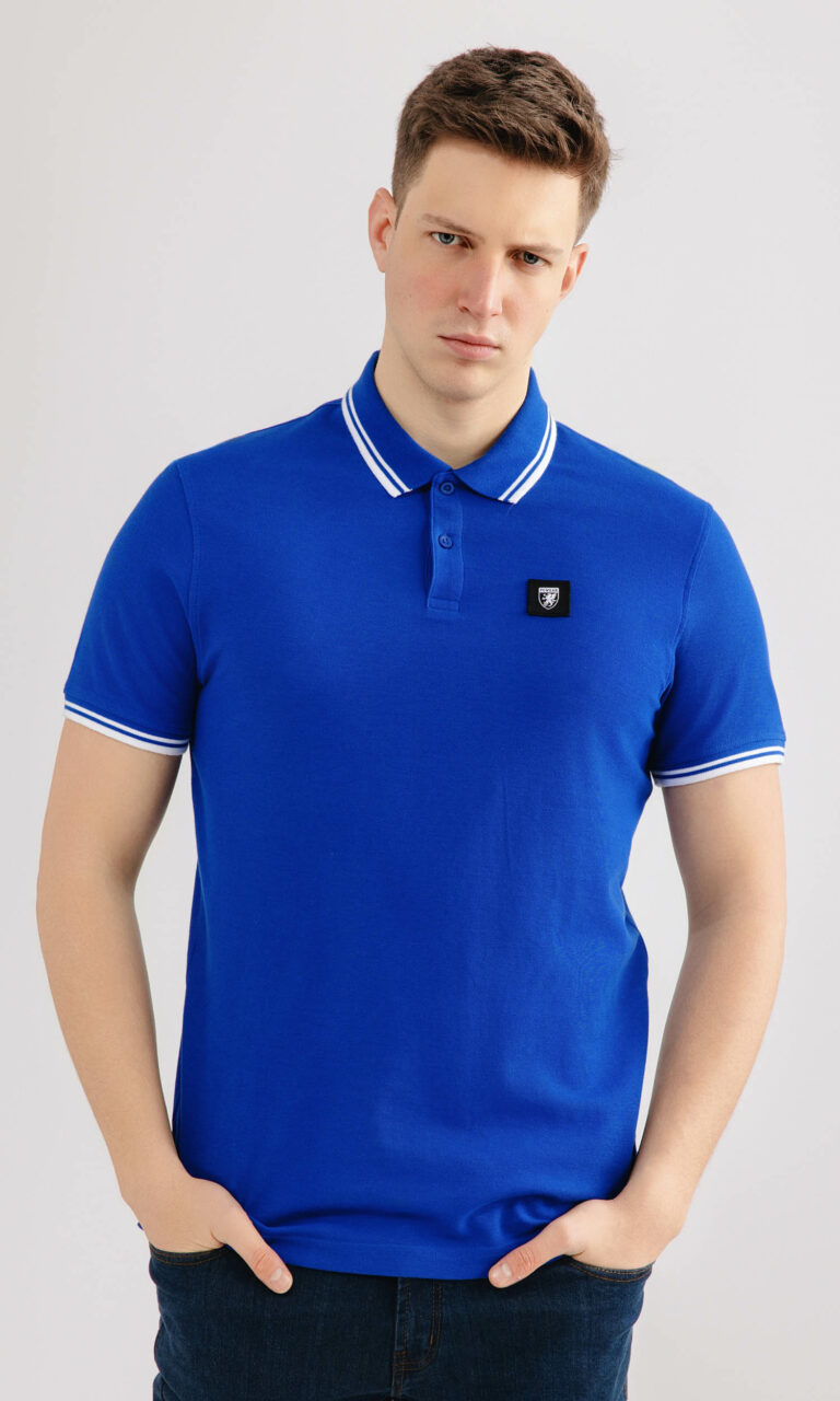 Poloshirt "David" Royal/Weiß