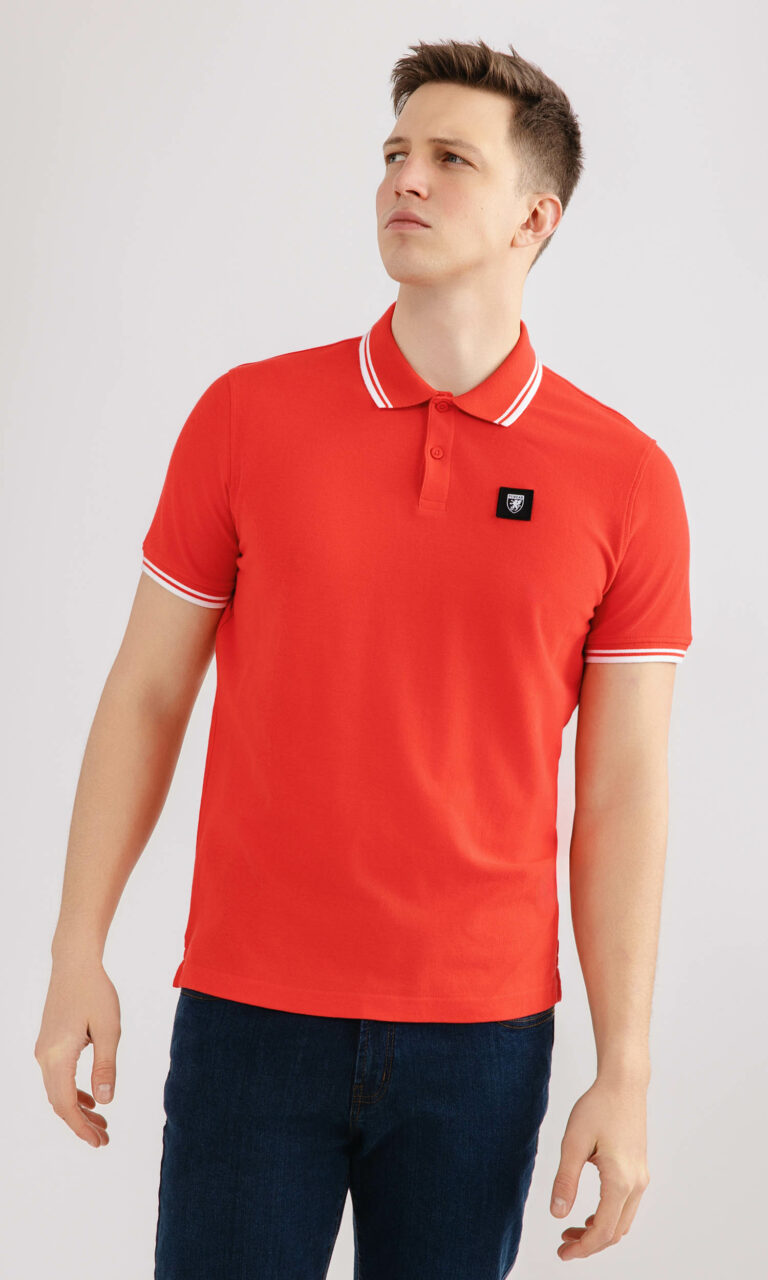 Poloshirt "David" Rot/Weiß