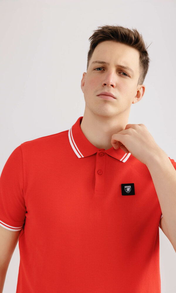 Alternative view of Poloshirt "David" Rot/Weiß