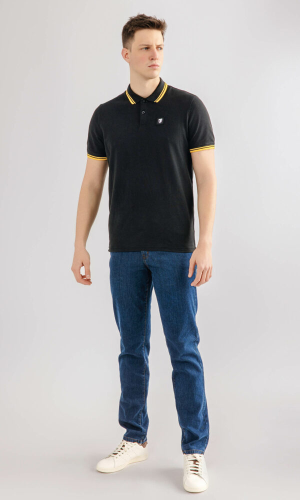 Alternative view of Poloshirt "David" Schwarz/Gelb