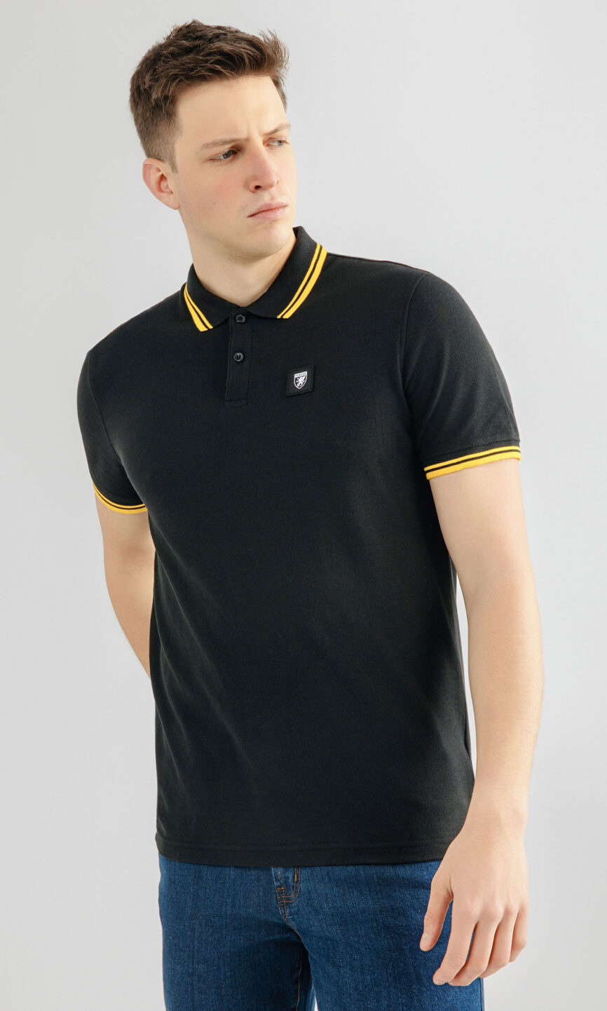 Poloshirt "David" Schwarz/Gelb