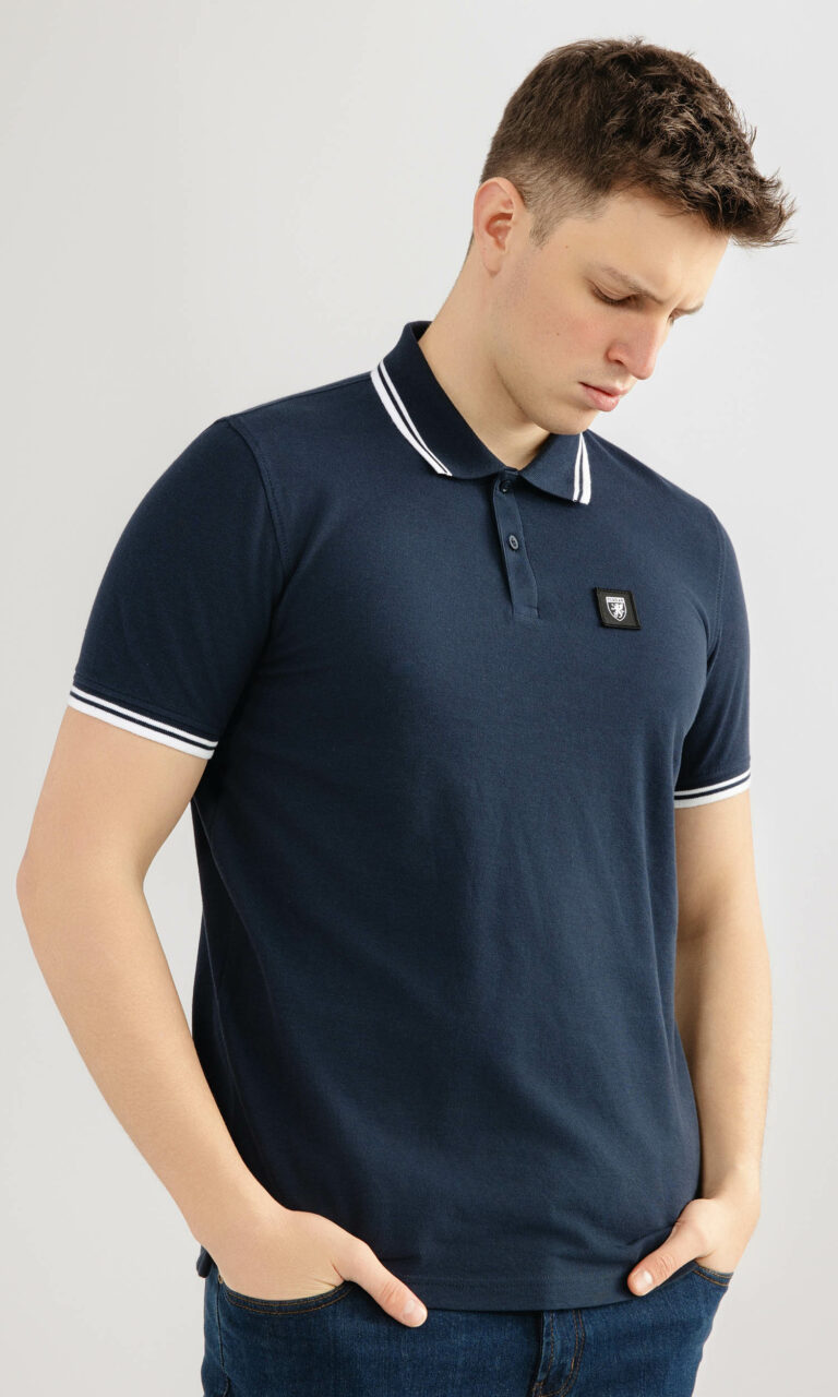 Poloshirt "David" Navy/Weiß