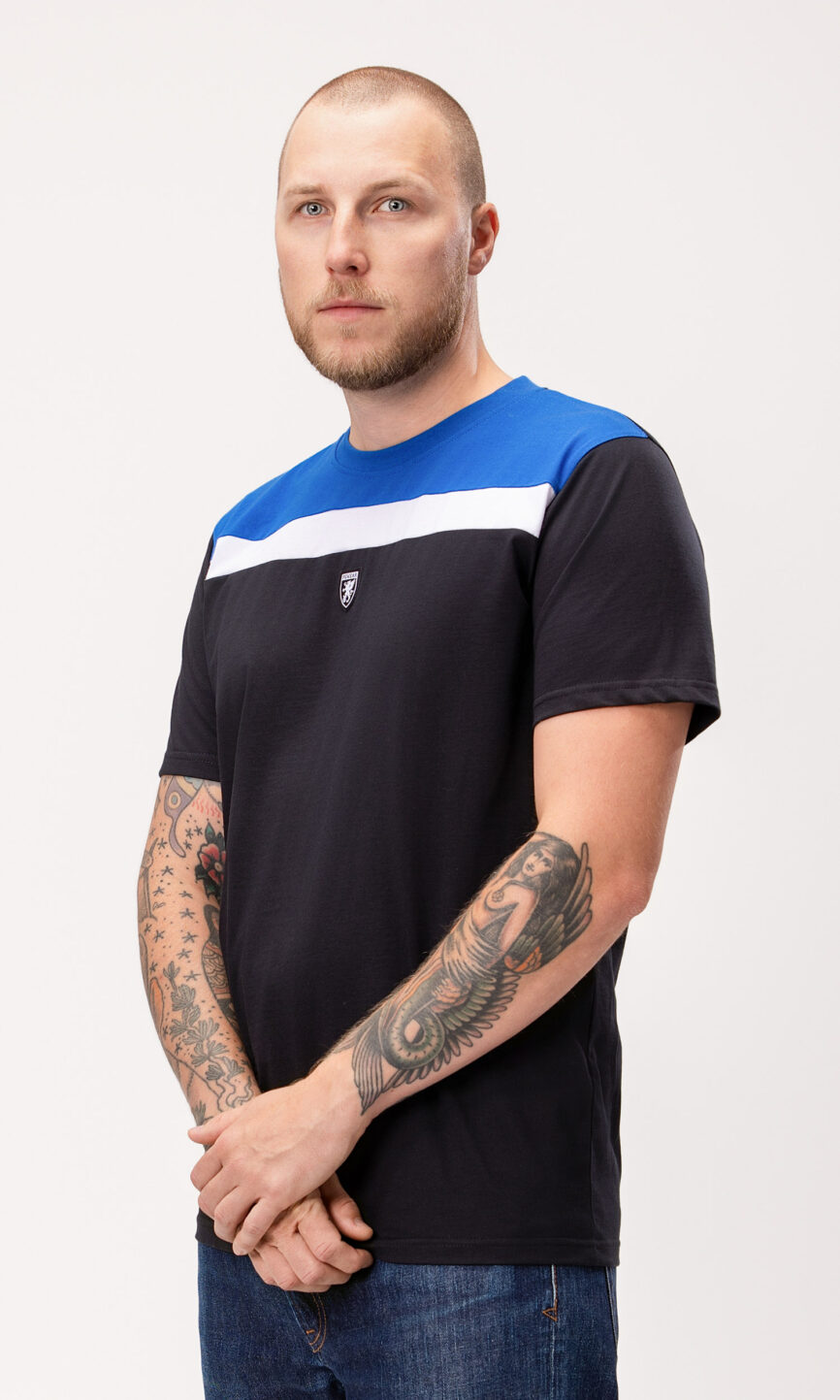T-shirt "Quintessence" Schwarz Blau/Weiß