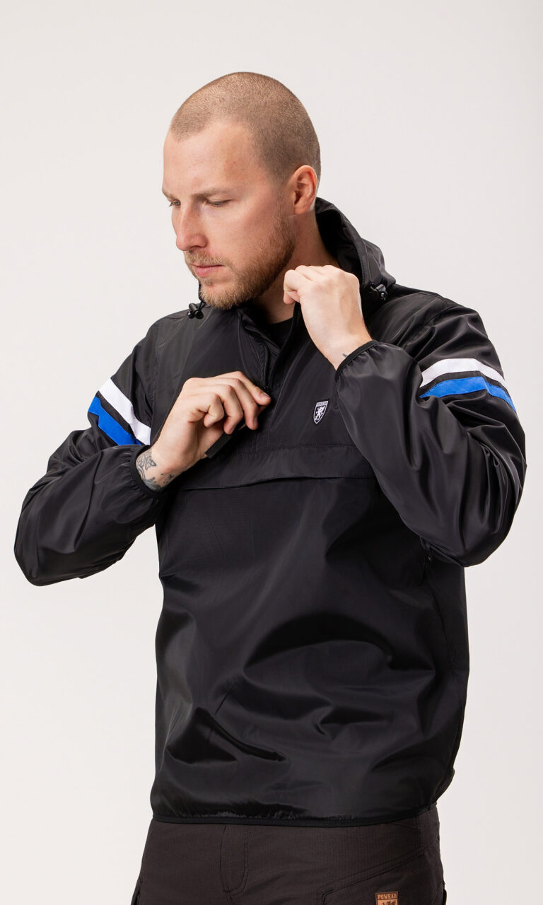 Jacke "Expedition" Schwarz Weiß/Blau