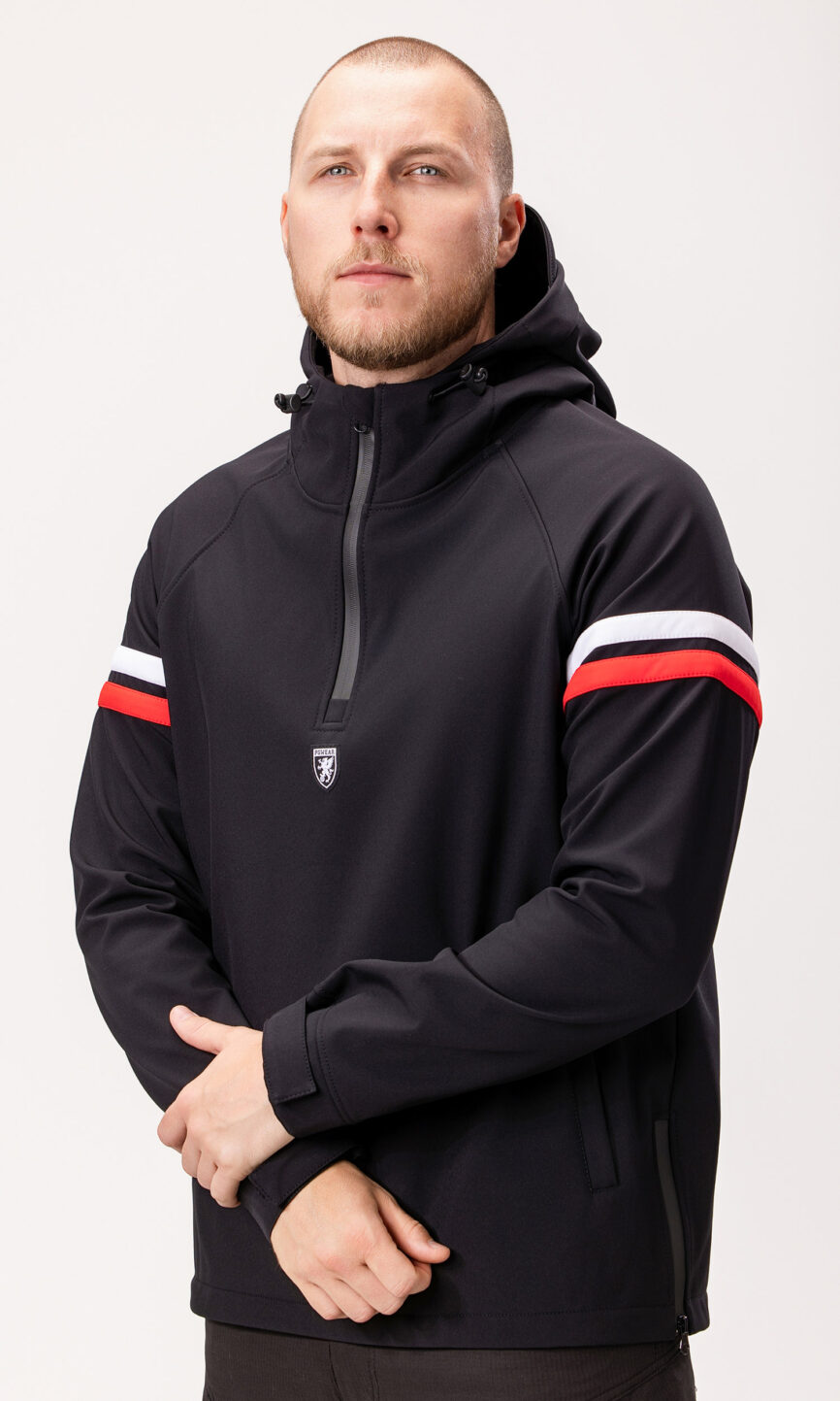 Full Face Softshelljacke "Petro" Schwarz Weiß/Rot