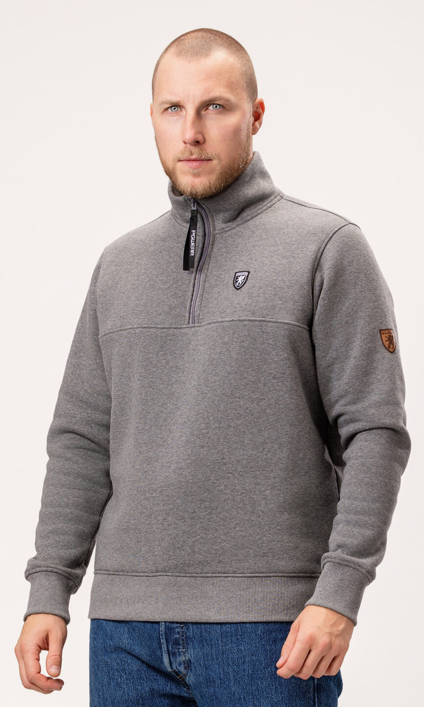 1/4 Zipper "Teddy" Grau