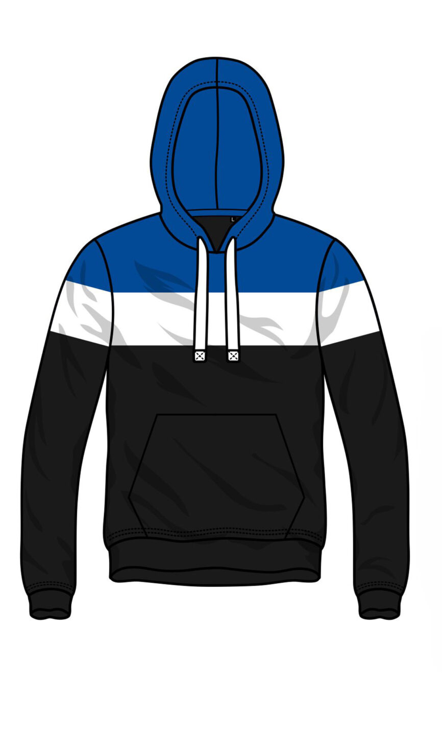 Kapuzenpullover "Trio" Schwarz Blau/Weiß